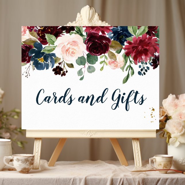 Rustic Burgundy Navy Blue & Red Beauty Flowers Poster (Skapare uppladdad)