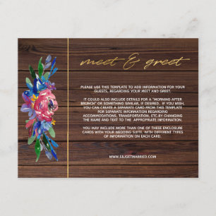 Rustic Burgundy Navy Guld Blommigt Meet & Greet En Tilläggskort