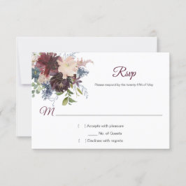 Rustic Burgundy Navy Guld Watercolor Blommigt OSA