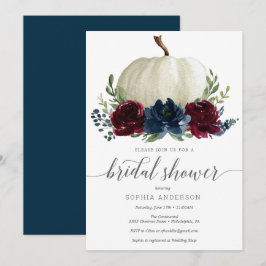 Rustic Burgundy Navy Pumpkin Möhippa Inbjudan