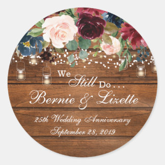 Rustic Burgundy Navy Stickers Runt Klistermärke