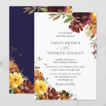 Rustic Burgundy Orange Gult Blommigt Fall Wedding