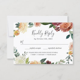 Rustic Burgundy Peach Orange Blommigt Bröllop OSA Kort