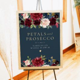 Rustic Burgundy Petals & Prosecco Möhippa Poster