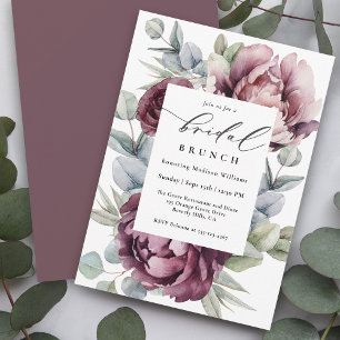 Rustic Burgundy Plum Blommigt Möhippa Brunch Inbjudningar