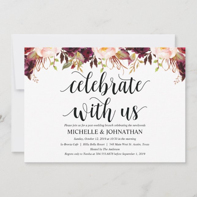 Rustic Burgundy Post Wedding Cards Inbjudningar (Framsida)