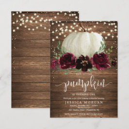 Rustic Burgundy Pumpkin Första födelsedagsinbjudan Inbjudningar