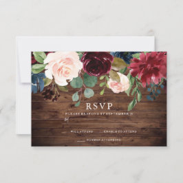 Rustic Burgundy Red & Blommigt Bröllop OSA Kort