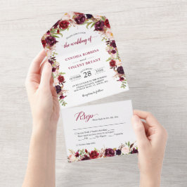 Rustic Burgundy Red Blommigt (inget ENV behövs) Br