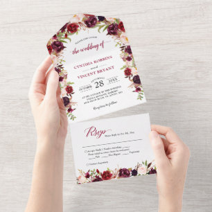 Rustic Burgundy Red Blommigt (inget ENV behövs) Br