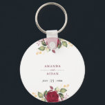 Rustic Burgundy Red Blommigt Romantic Bröllop Nyckelring<br><div class="desc">Nyckelkedjan Rustic Burgundy Red Blommigt Romantic Bröllop.</div>
