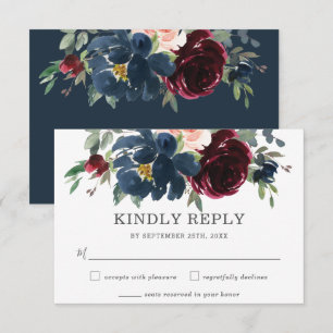 Rustic Burgundy Rosa Blommigt Bröllop OSA Card Kort