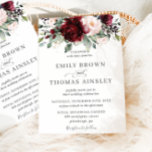 Rustic Burgundy  Rosa Blommigt Greenery Bröllop Inbjudningar<br><div class="desc">Den här inbjudan från elegant bröllop innehåller en vacker vattenfärgsburgundi, blommigt för rosa och lush grey foliage bouquet. Designad för att matcha vår Rustic bröllop-samling. Underbar för höst- eller vinterbröllop. Anpassa den enkelt och snabbt med dina detaljer genom att helt enkelt trycka på anpassningsknappen för att ytterligare ordna om och...</div>