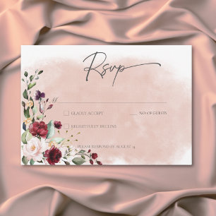 Rustic Burgundy & Rosa ros Bröllop OSA Kort