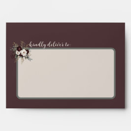 Rustic Burgundy & Sage Blommigt Bröllop Kuvert