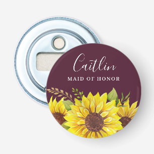 Rustic Burgundy Solros Maid of honor Namn Flasköppnare
