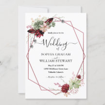 Rustic Burgundy Watercolor Calligraphy Bröllop
