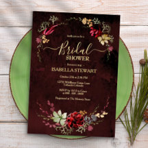 Rustic Burgundy Watercolor Chic Boho Möhippa