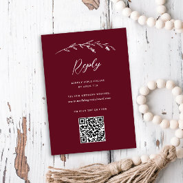 Rustic Burgundy Wildblomme QR-kod Online Bröllop OSA Kort