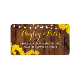 Rustic Burk Solros Wood Adressetiketters Stickers Adressetikett