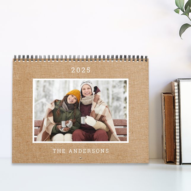 Rustic Burlap 2025 Photo Calendar Kalender (Skapare uppladdad)