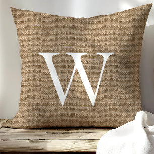 Rustic Burlap Anpassningsbar Monogrammed Dekorativ Kudde