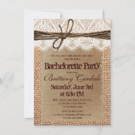 Rustic Burlap Bachelorette Party-inbjudningar Inbjudningar
