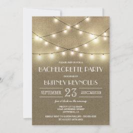 Rustic Burlap Bachelorette Party-inbjudningar Inbjudningar