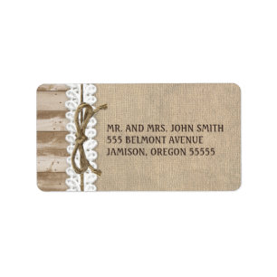Rustic Burlap Barn Wood Twine-Adressetiketter Adressetikett