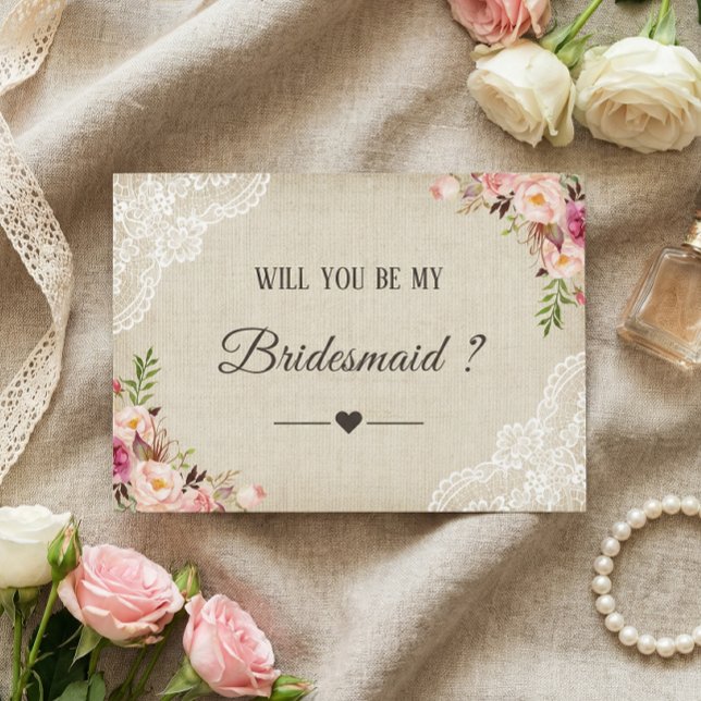 Rustic Burlap Blommigt blir min bridesmaid Inbjudningar (Skapare uppladdad)