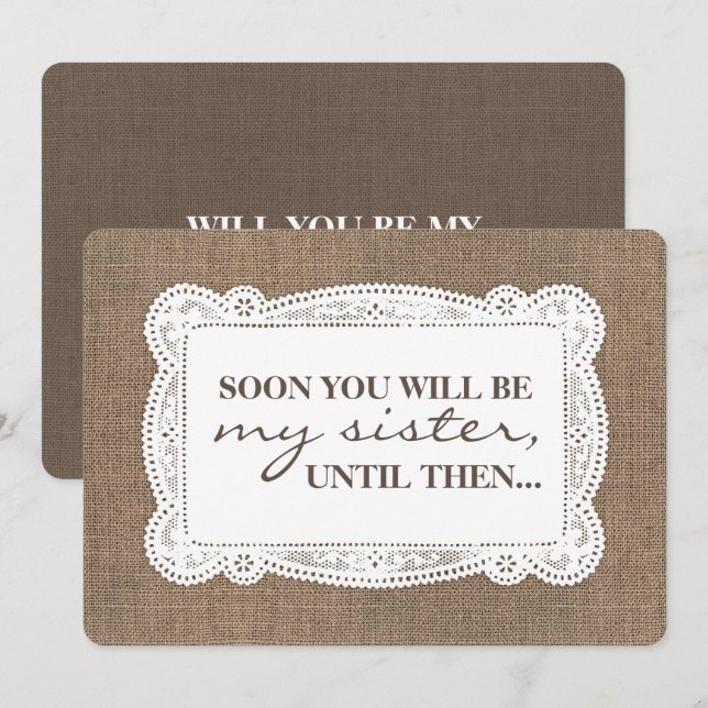 Rustic Burlap Bridesmaid/Maid of honor Frieri Inbjudningar (Fram/baksida)