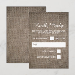 Rustic Burlap Bröllop OSA Kort