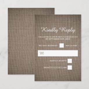 Rustic Burlap Bröllop OSA Kort