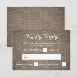 Rustic Burlap Bröllop OSA Kort