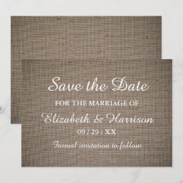 Rustic Burlap Bröllop Spara Datumet
