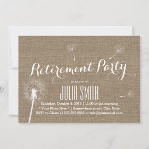 Rustic Burlap Dandelion Blowing Pension Party Inbjudningar