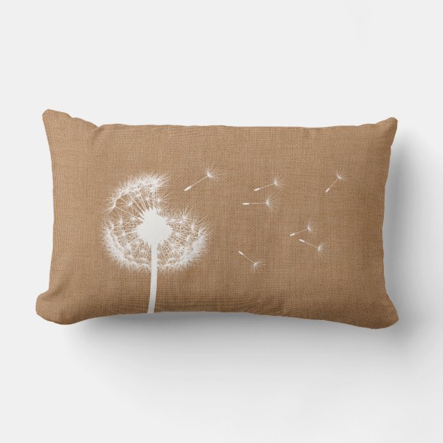 Rustic Burlap Dandelion Lumbar Pillow Lumbarkudde (Framsida)