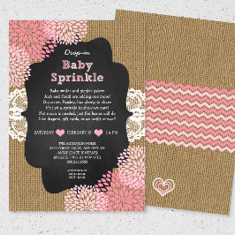 Rustic burlap girl droin baby sprinkle inbjudningar
