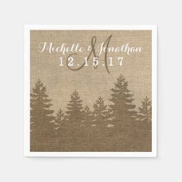 Rustic Burlap Gräs Träd Winter Wedding Napkin Pappersservett