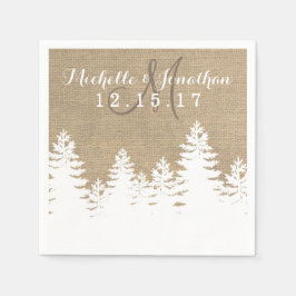 Rustic Burlap Gräs Träd Winter Wedding Napkin Pappersservett