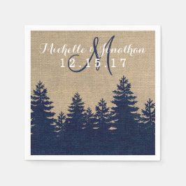 Rustic Burlap Gräs Träd Winter Wedding Napkin Pappersservett