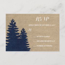 Rustic Burlap Gräs Träd Winter Wedding OSA Kort