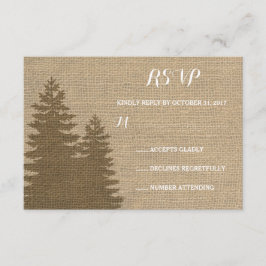 Rustic Burlap Gräs Träd Winter Wedding OSA Kort