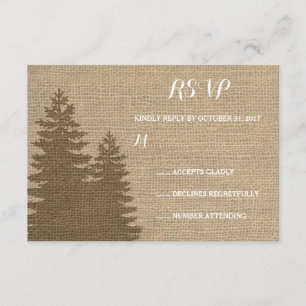 Rustic Burlap Gräs Träd Winter Wedding OSA Kort