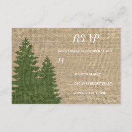 Rustic Burlap Gräs Träd Winter Wedding OSA Kort