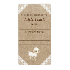 Rustic Burlap Lamb Baby Shower Bok Plate Fraktsedel