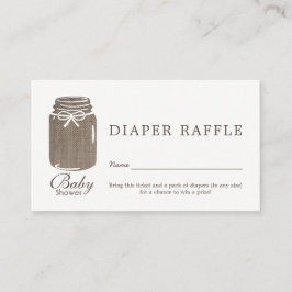 Rustic Burlap Mason Burk Baby Diaper Raffle Biljet Tilläggskort