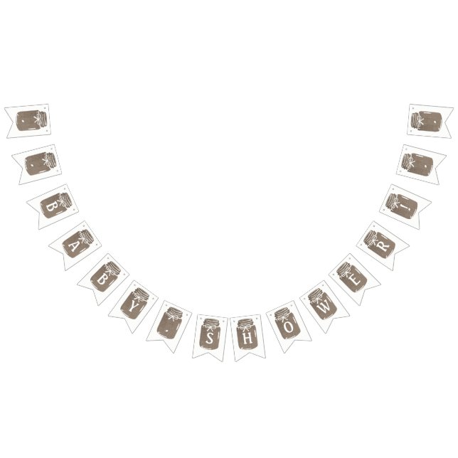 Rustic Burlap Mason Burk Baby Shower Vimplar (Alla)