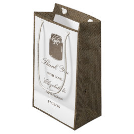 Rustic Burlap Mason Burk Bröllop