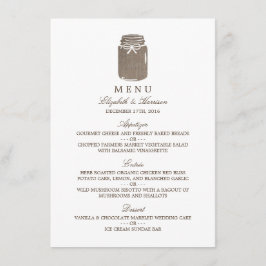 Rustic Burlap Mason Burk Bröllop Menu Meny
